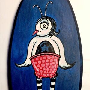 Pretty Bird in Red Bloomers Painting by Liz Carroll